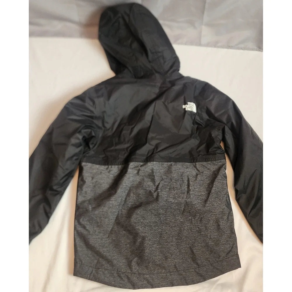 The North Face Boys Warm Storm DryVent Rain Jacket Black Gray Size S 7/8 Hooded